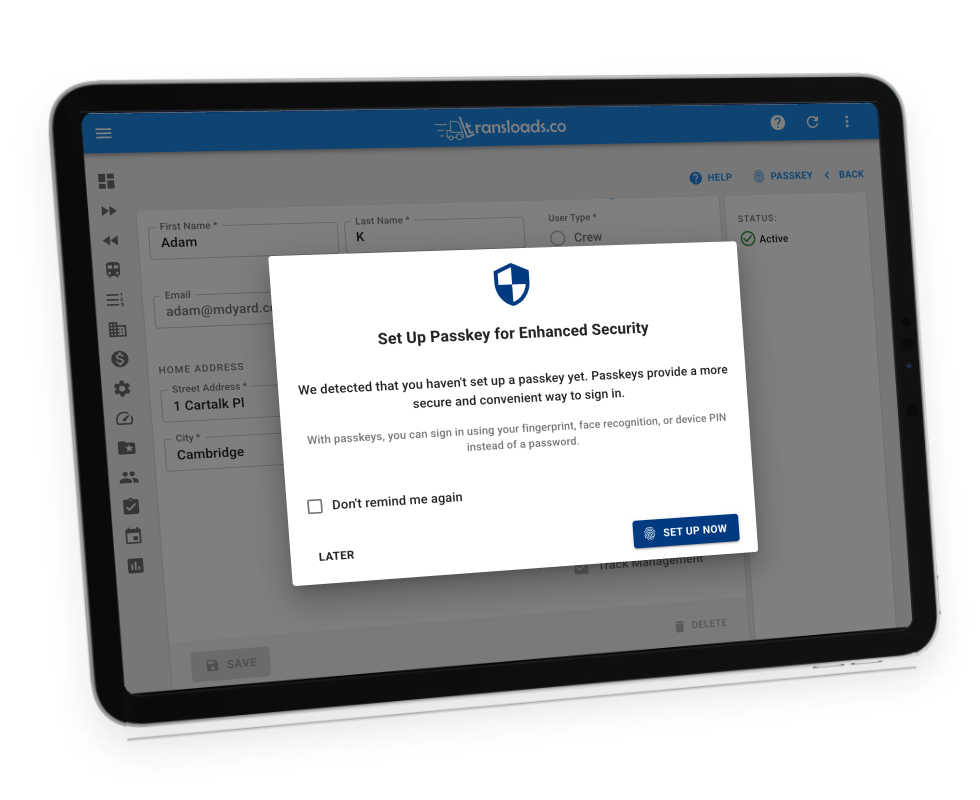 security passkey setup